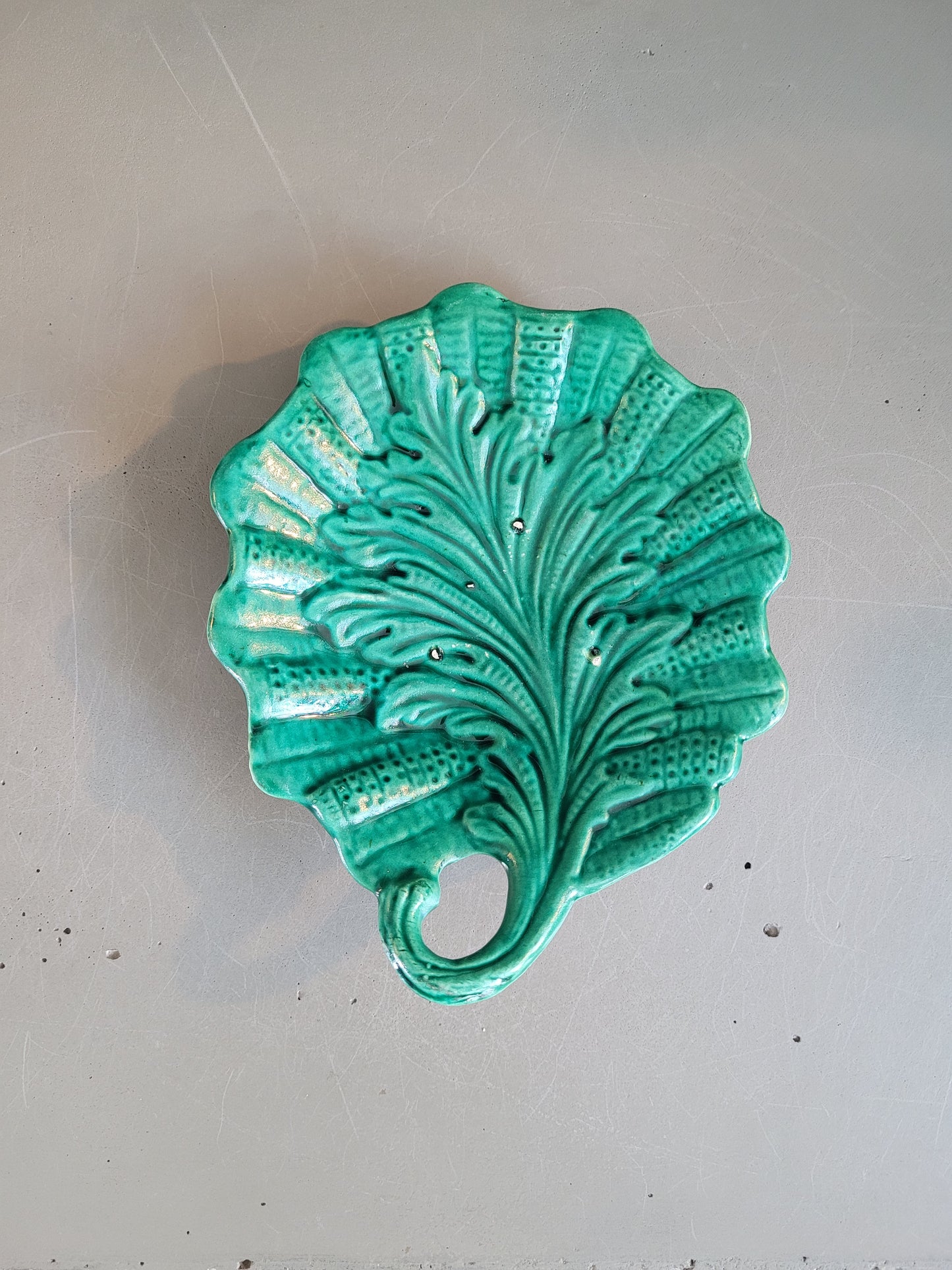 Vide-poche feuille en céramique verte - Ref 534