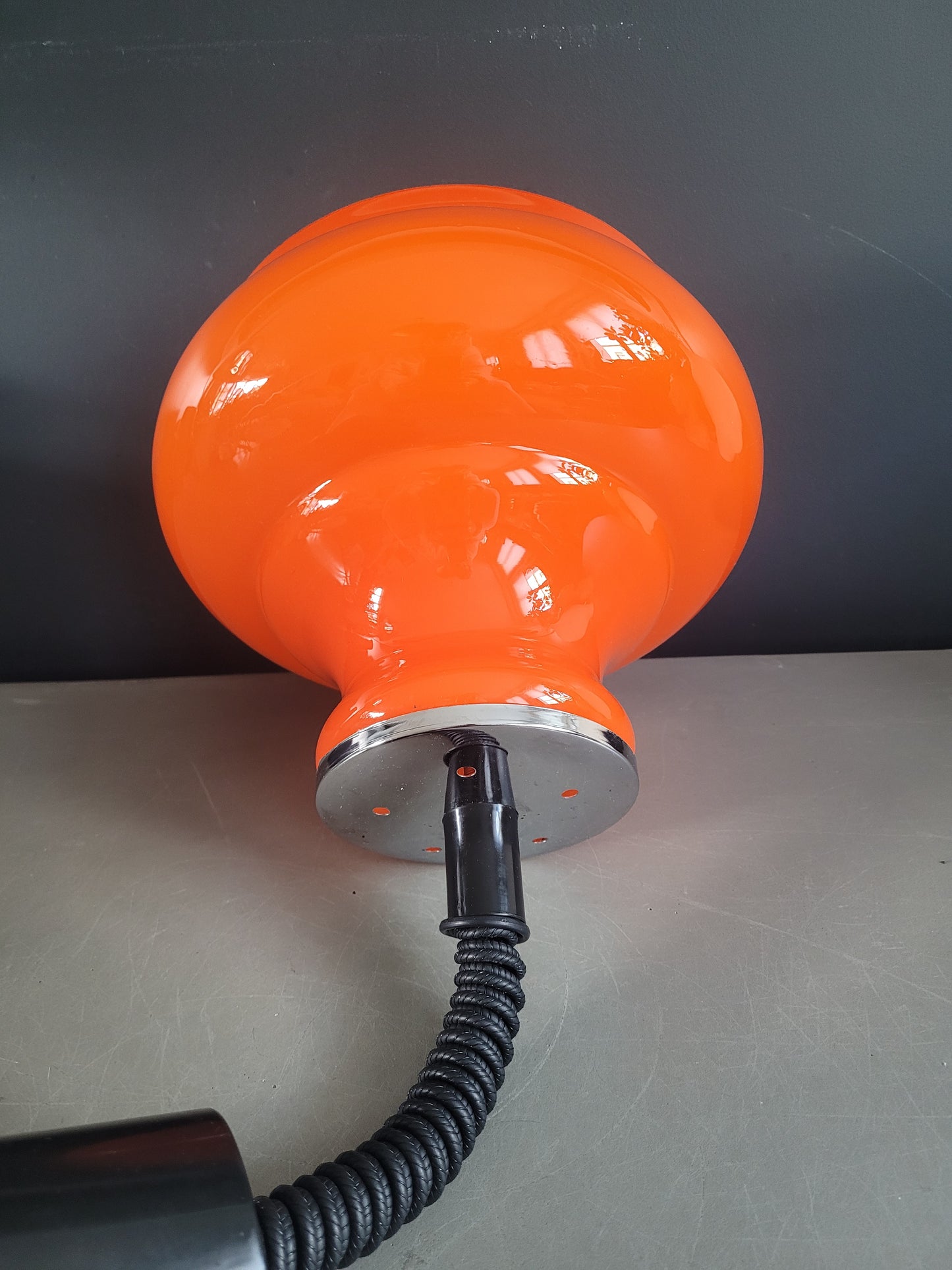 Suspension vintage en verre orange avec système monte et baisse - Ref 968