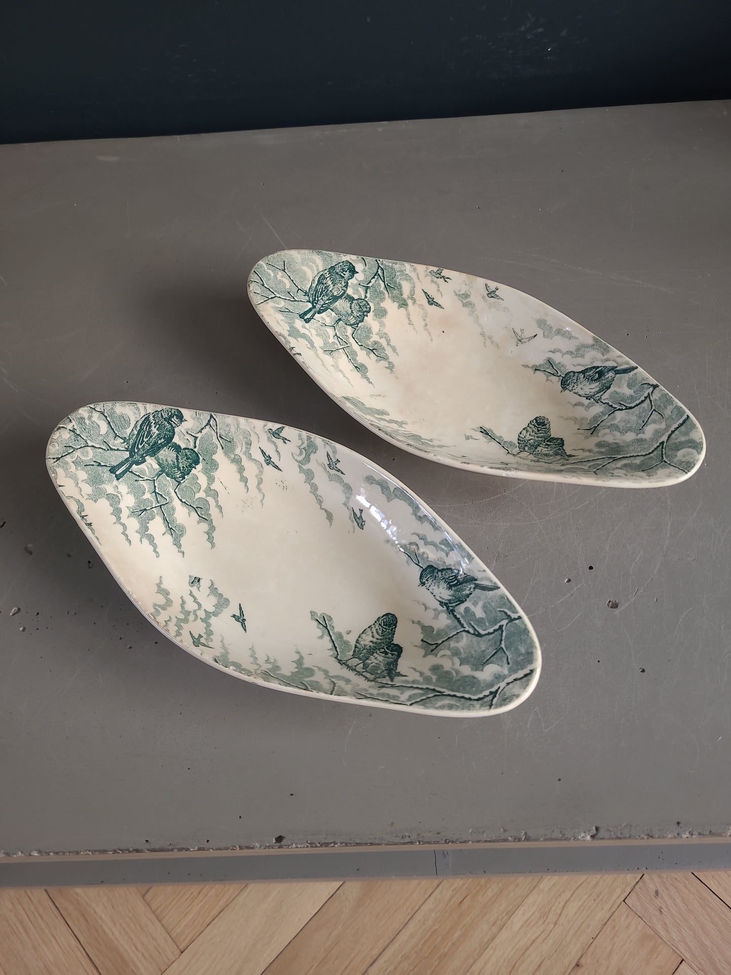 Paire de raviers terre de fer Sarreguemines modèle Neige - Ref 847