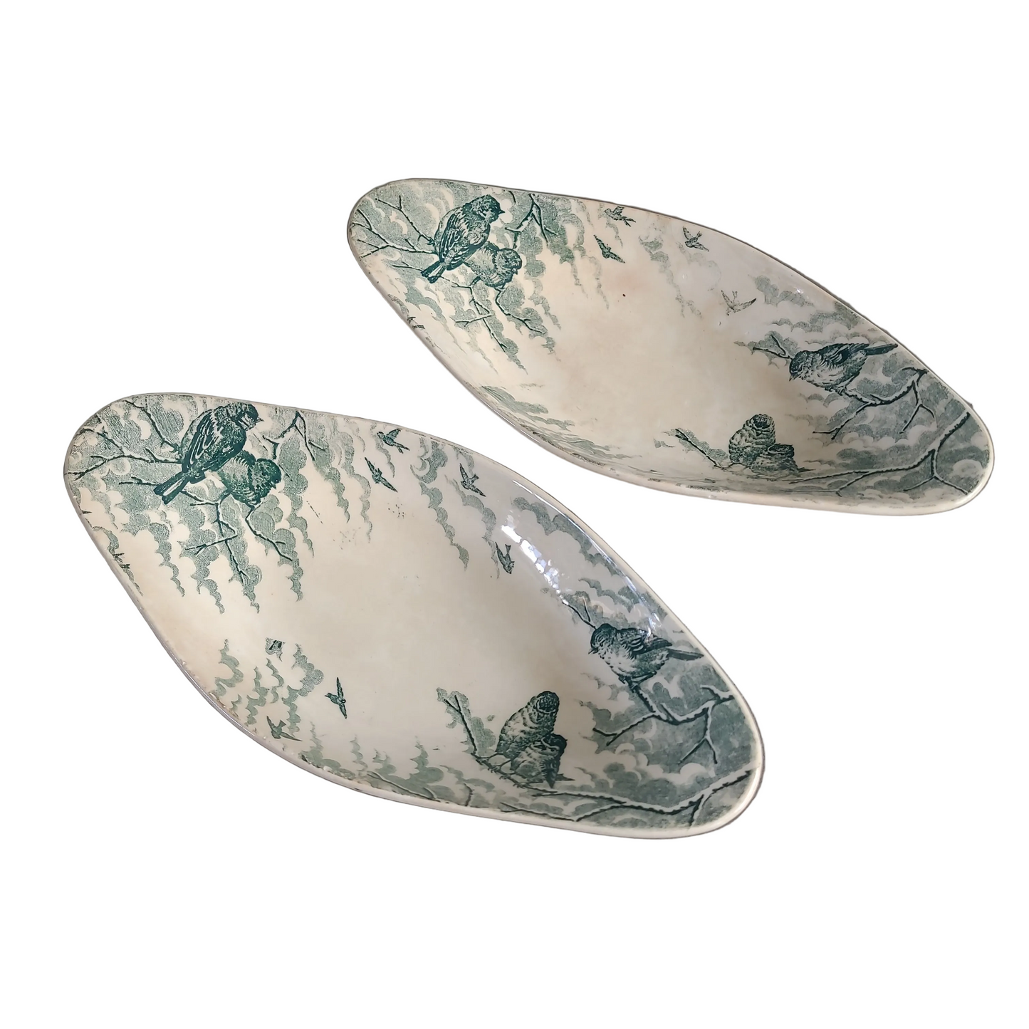 Paire de raviers terre de fer Sarreguemines modèle Neige - Ref 847