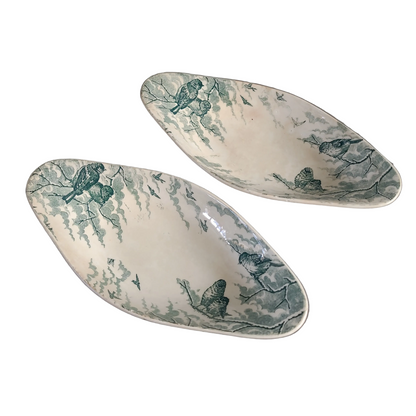 Paire de raviers terre de fer Sarreguemines modèle Neige - Ref 847