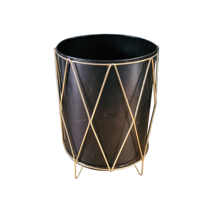 Corbeille à papier en tôle laquée et laiton - Ref 772