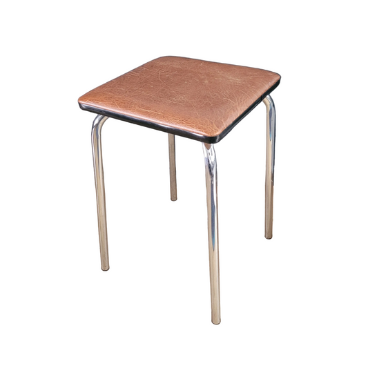 Tabouret vintage en Skaï et chrome- Ref 998