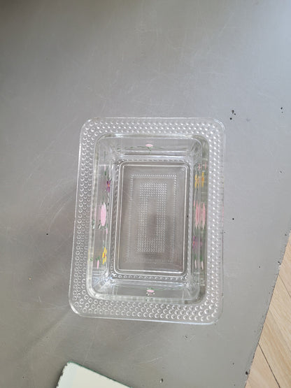 Boîte à sucre en verre peint à la main avec couvercle miroir - Ref 875