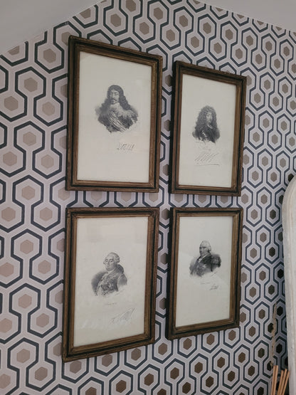 Lot de 4 portraits de Rois de France - Ref 463