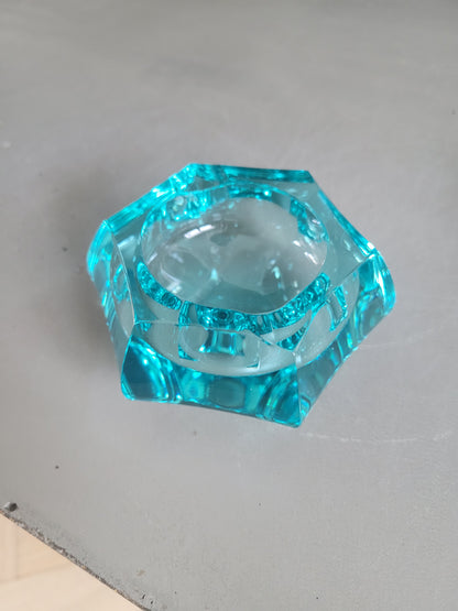 Paire de cendriers assortis en verre turquoise - 394
