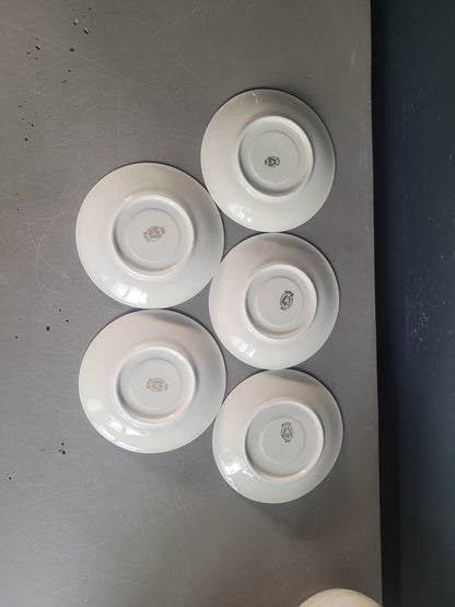 5 soucoupes Mayer Wiesau en porcelaine de Bavière motif doré - Ref 841