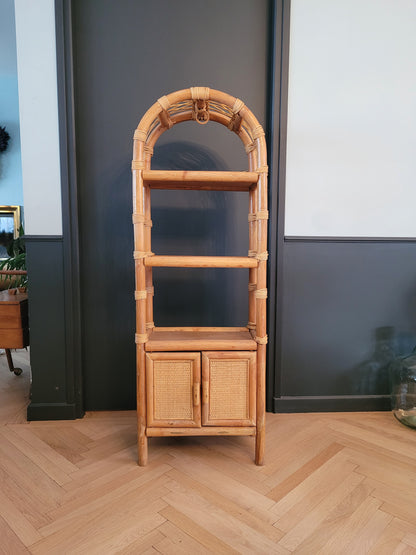 Étagère vintage en bambou et rotin - Ref 691