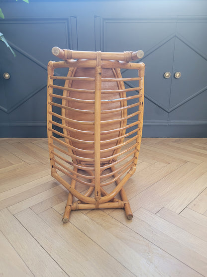 Porte-revues vintage à plateau en bambou et rotin - Ref 262