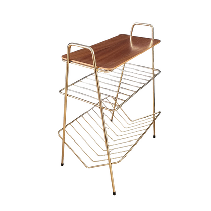 Bout de canapé- porte-revues en fil doré vintage - Ref 826