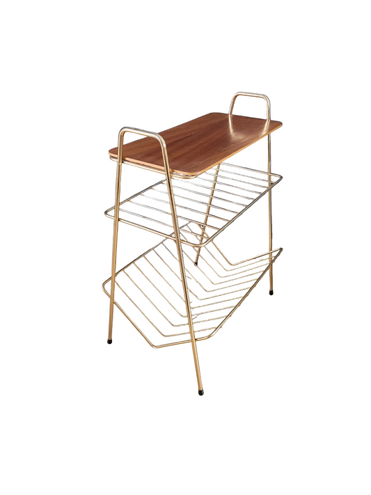 Bout de canapé- porte-revues en fil doré vintage - Ref 826