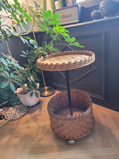 Desserte ronde en rotin et bois - Ref 580
