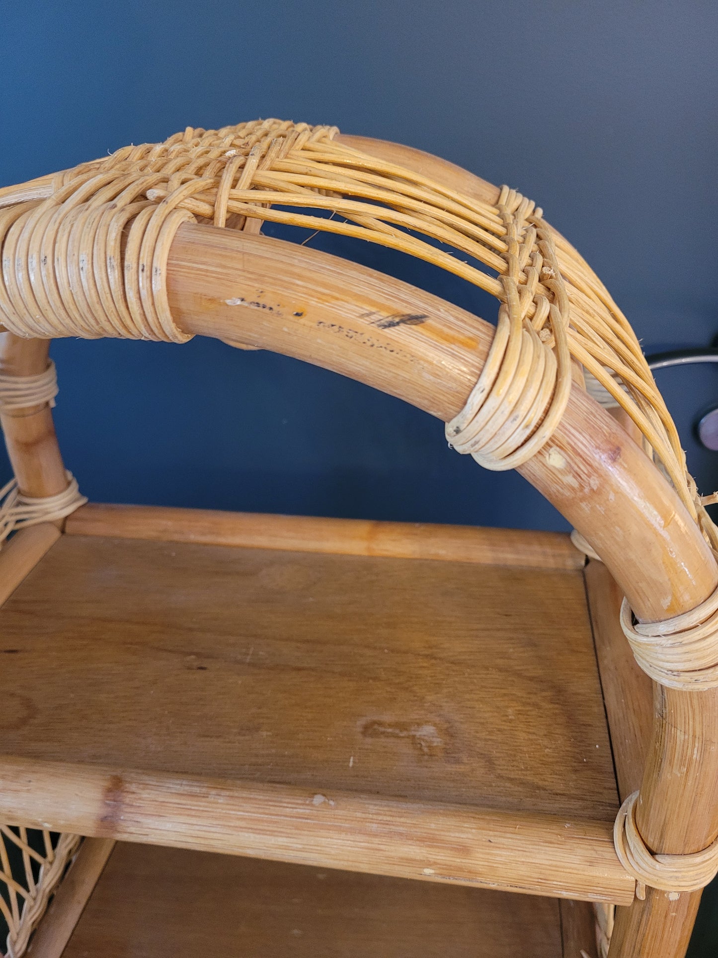 Étagère vintage en bambou et rotin - Ref 691