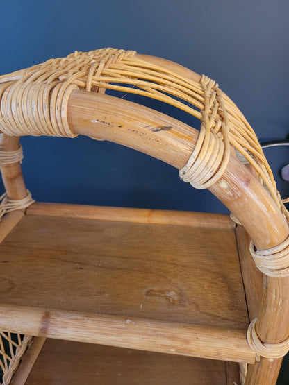 Étagère vintage en bambou et rotin - Ref 691
