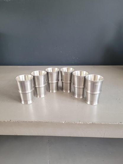 Lot de 6 gobelets Baehler en étain fin - Ref 504