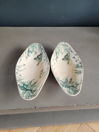 Paire de raviers terre de fer Sarreguemines modèle Neige - Ref 847