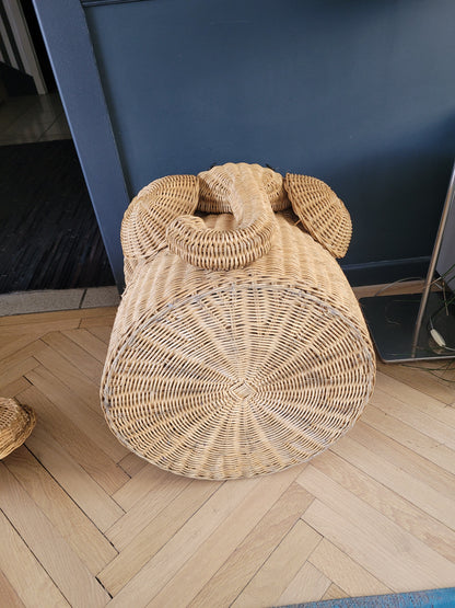 Panière à linge éléphant en rotin - Ref 895