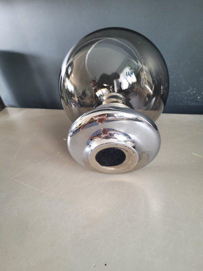 Photophore d'extérieur en verre fumé et chrome - Bougeoir - Ref 816