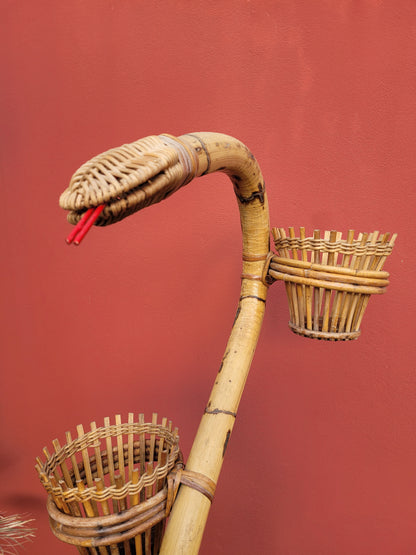 Porte-plantes serpent en bambou vintage - Ref 859