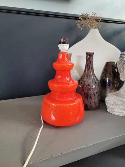 Pied de lampe en verre bicouche orange  - Ref 563