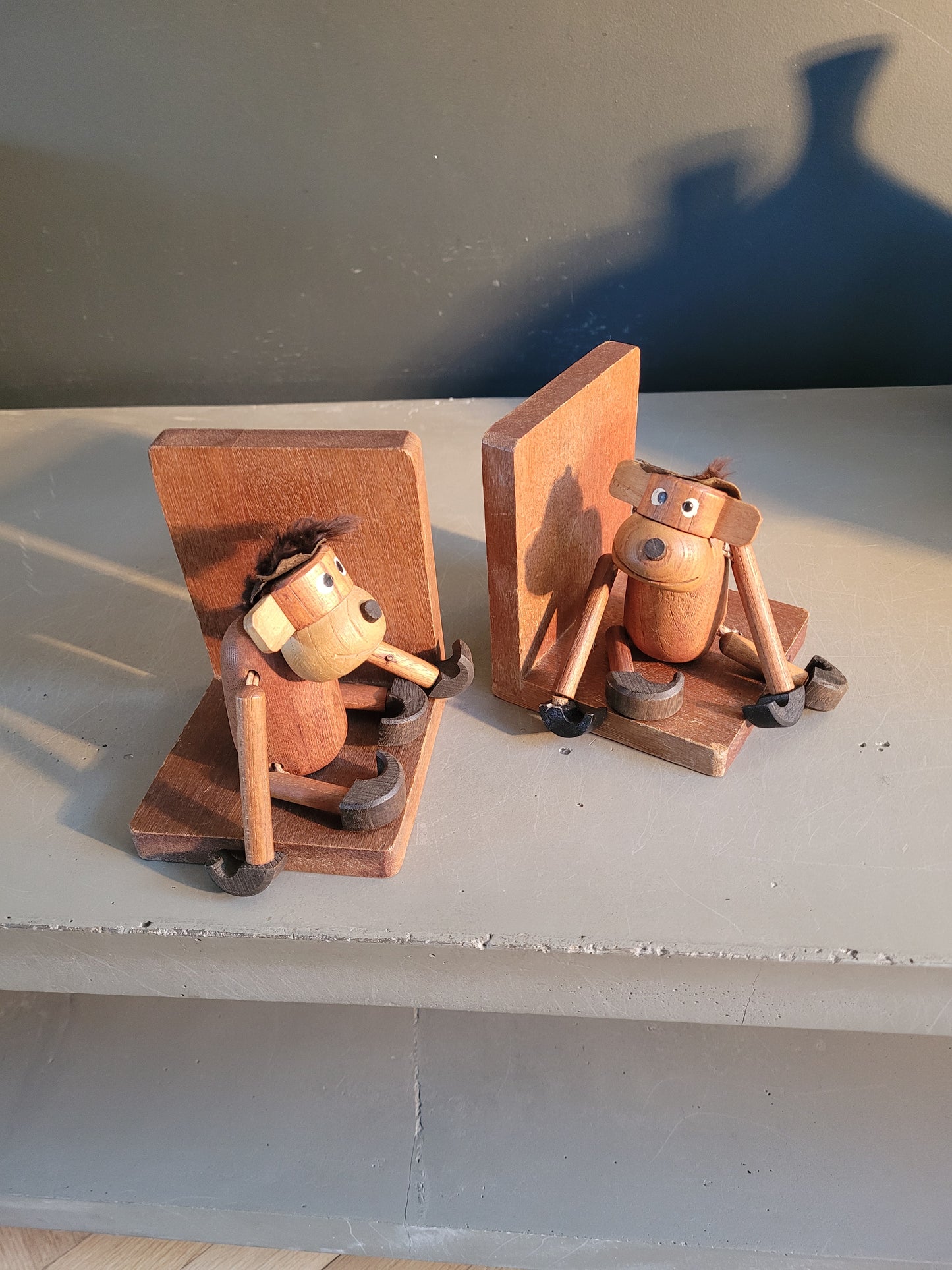 Paire de serre-livres scandinaves singes vintage - Ref 732