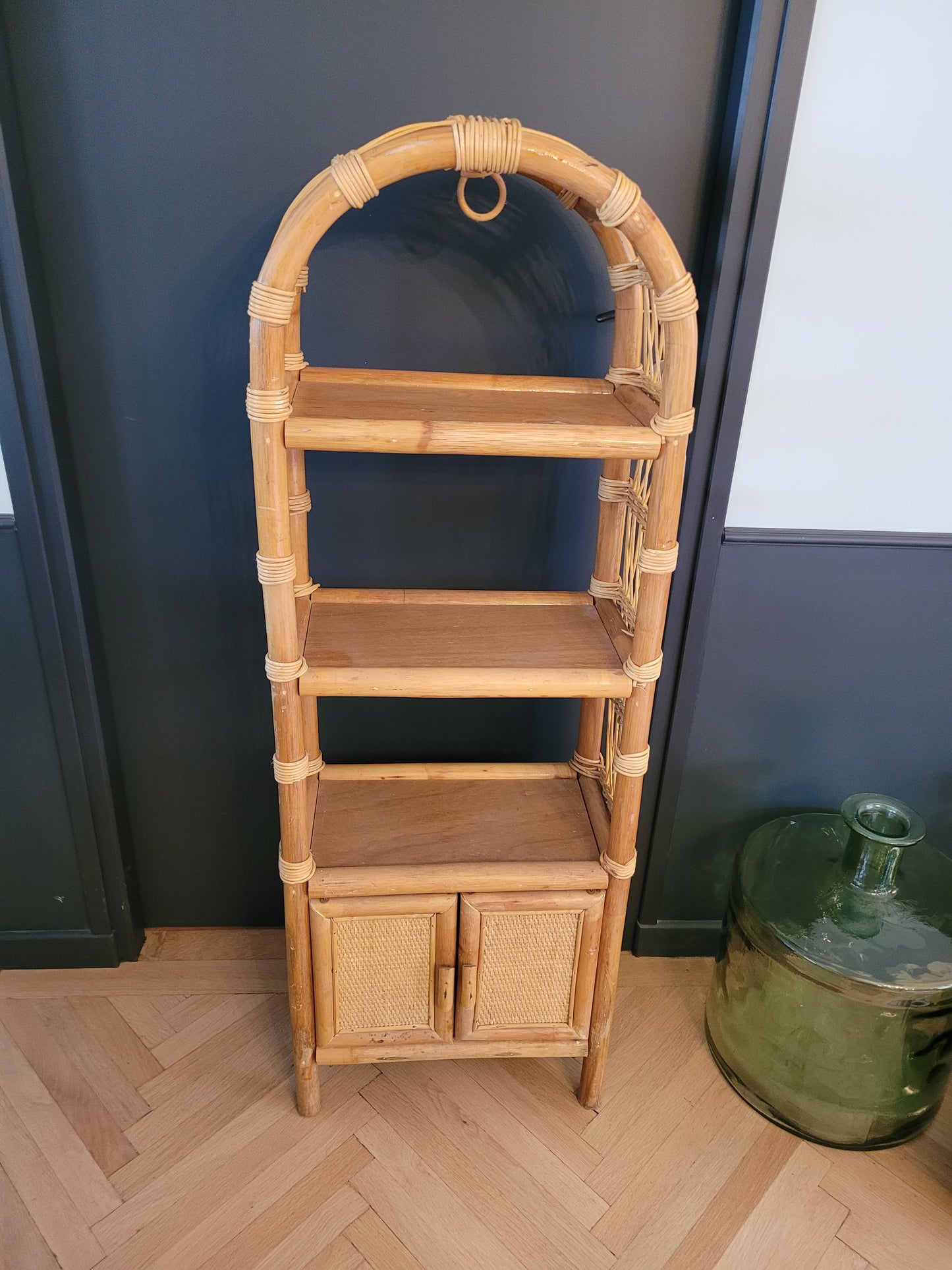 Étagère vintage en bambou et rotin - Ref 691