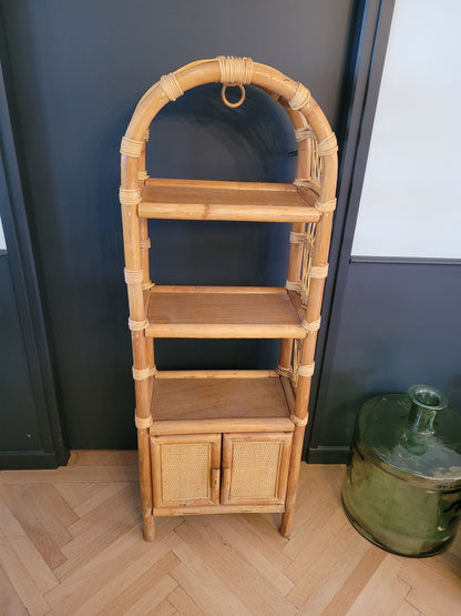 Étagère vintage en bambou et rotin - Ref 691