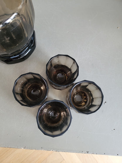 Service à liqueur en verre fumé - Ref 643