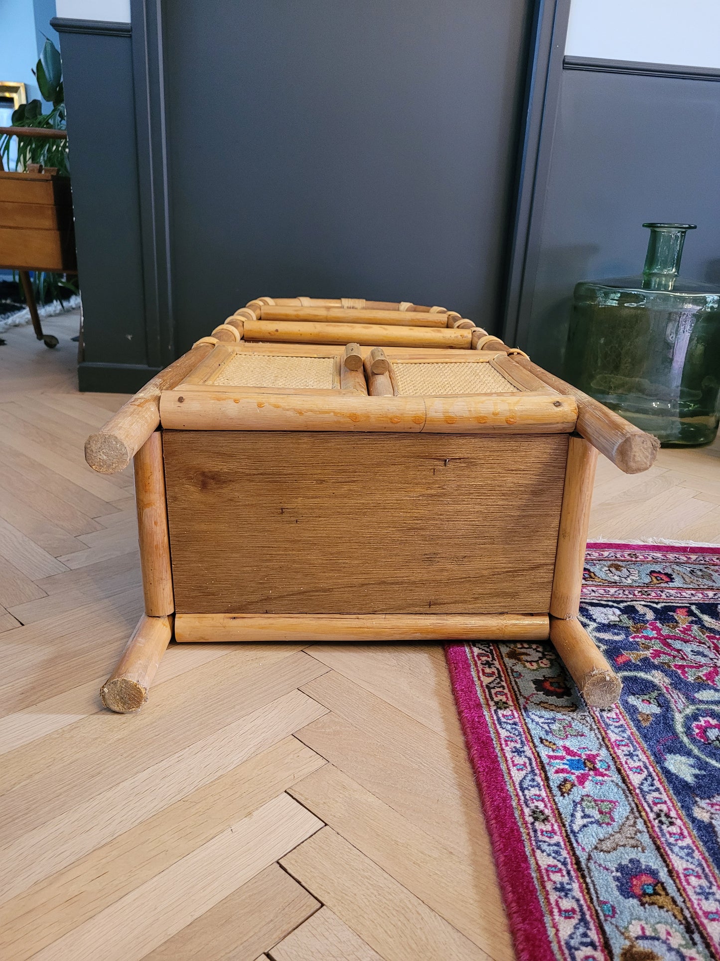 Étagère vintage en bambou et rotin - Ref 691