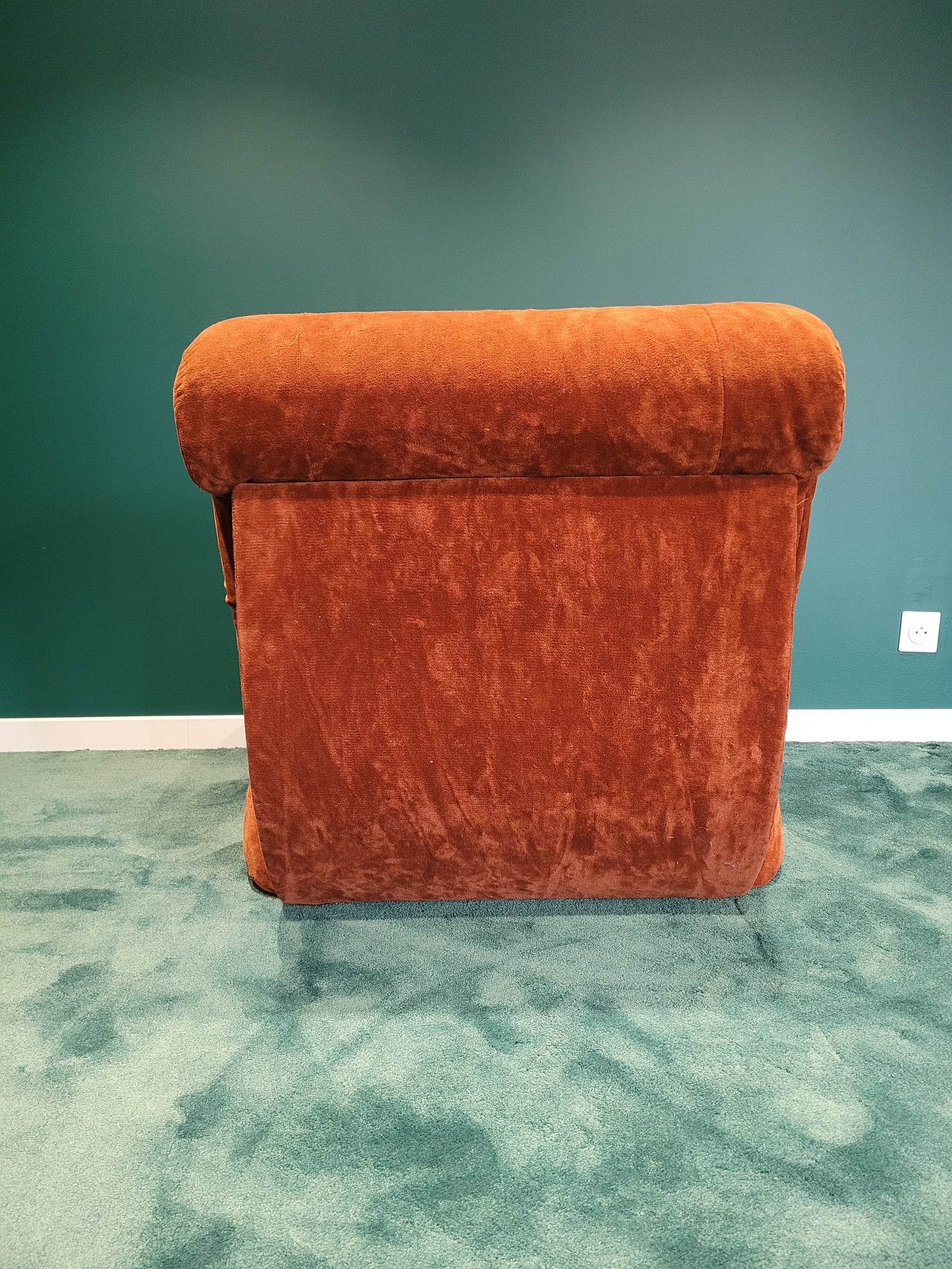 Fauteuil vintage en velours orange - Ref 760