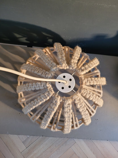 Suspension vintage en macramé et bois - Ref 736