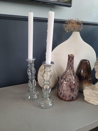 Paire de bougeoirs en verre - Ref 510