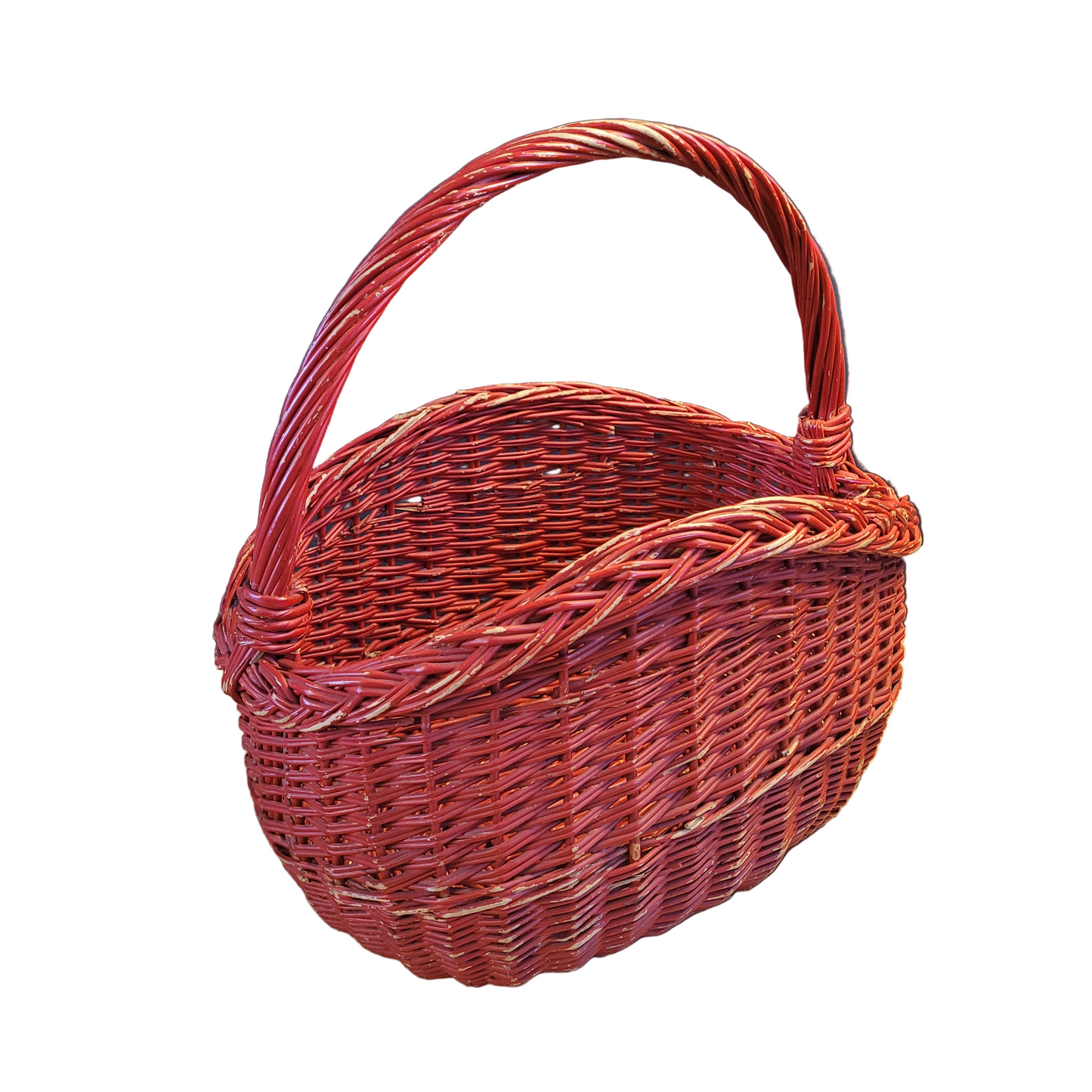 Panier en rotin peint en rouge - Ref 634