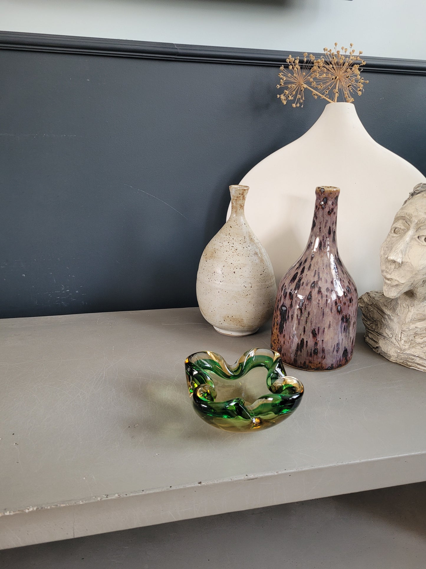 Cendrier carré en verre courbé bicolore- Ref 390