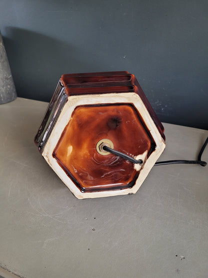 Pied de lampe vintage en céramique marron - Ref 883