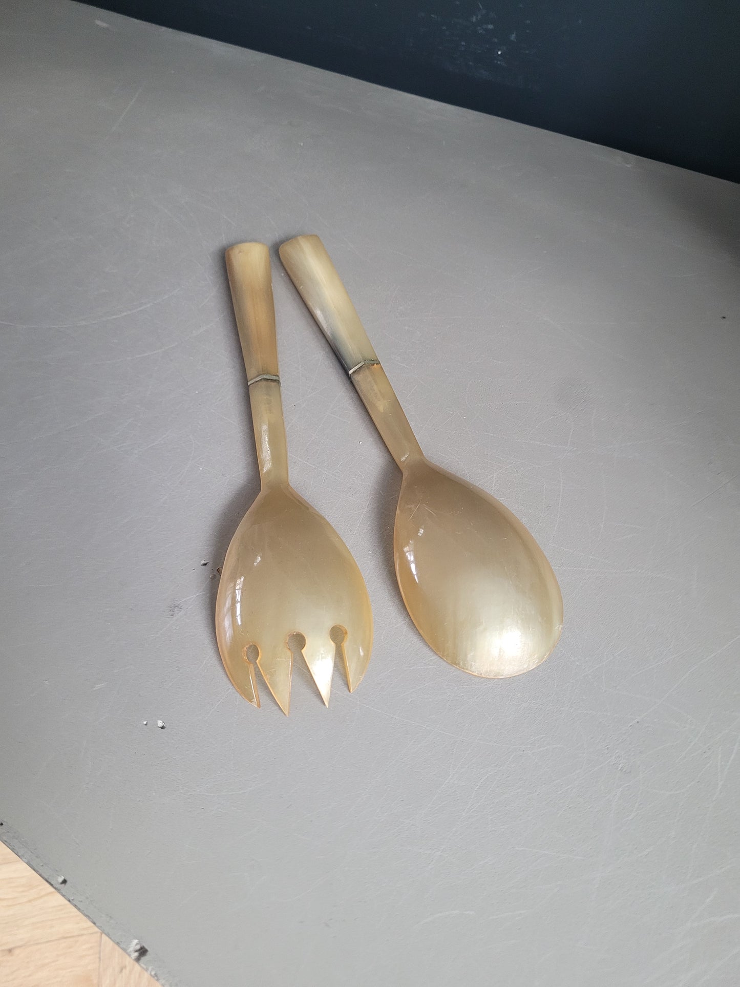 Paire de couverts à salade en corne - Ref 976