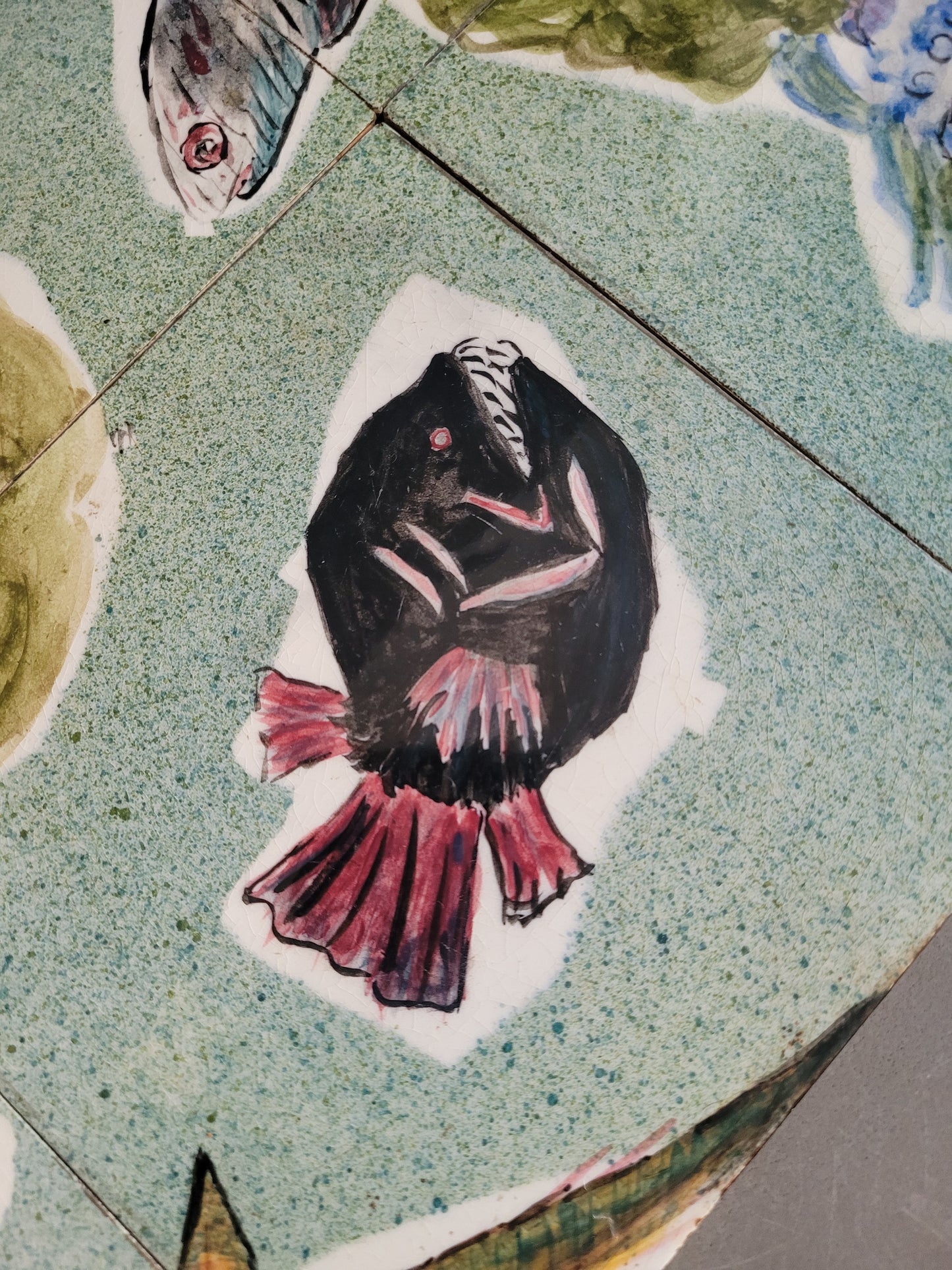 Décor en faïence signé SD - 8 carreaux - REF 745