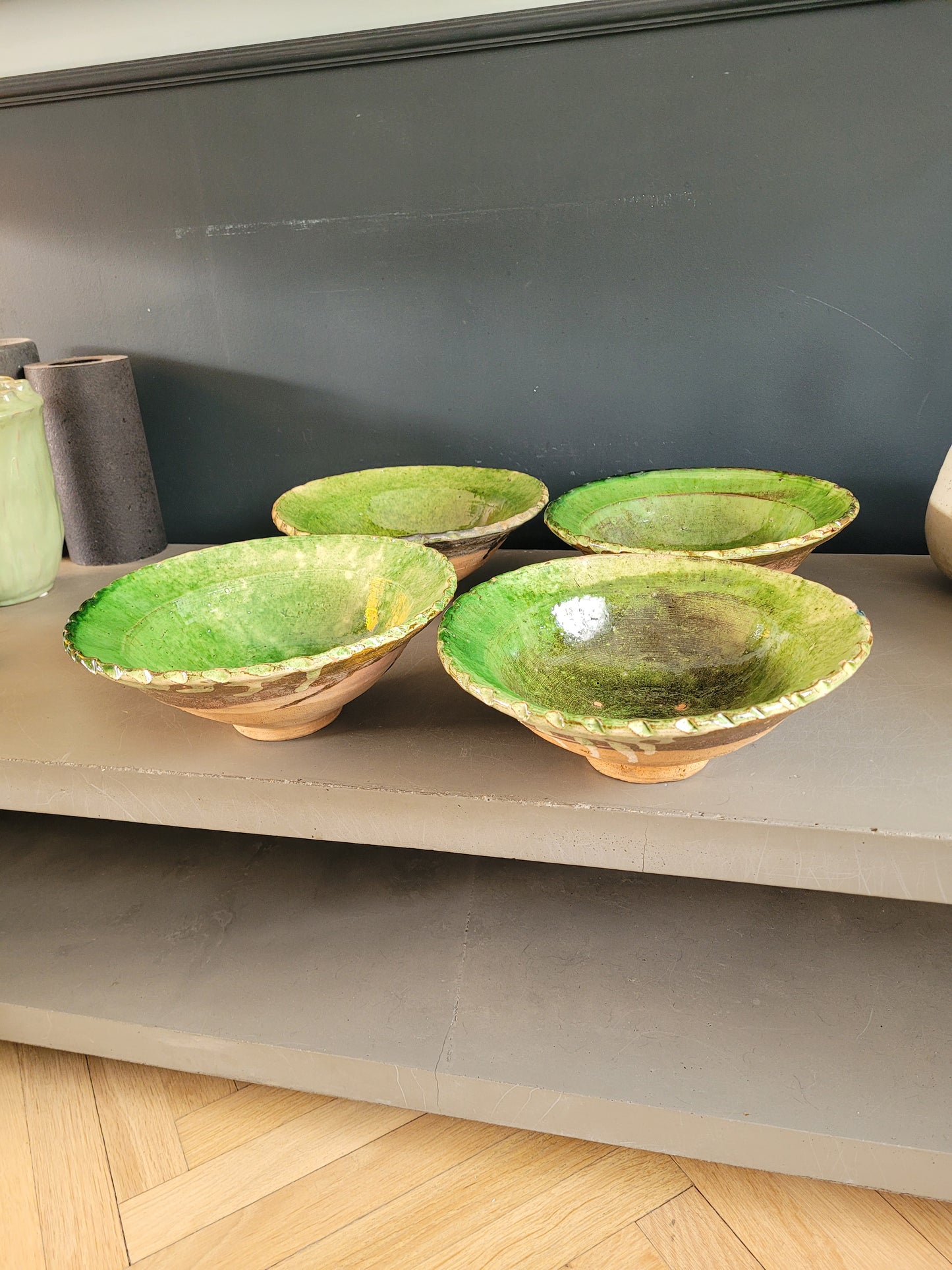 Saladier en terre cuite émaillée vert - Ref 791