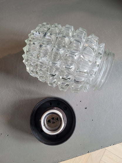 Applique vintage en verre moulé - Plafonnier - Ref 290