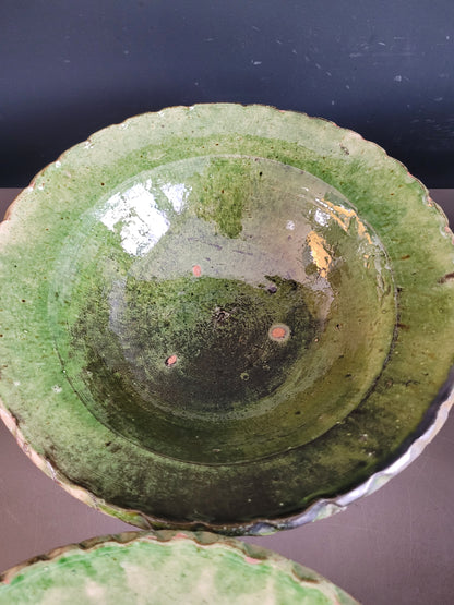 Saladier en terre cuite émaillée vert - Ref 791