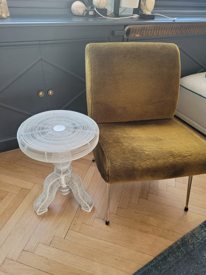 Bout de canapé en fil métallique laqué blanc - Ref 765