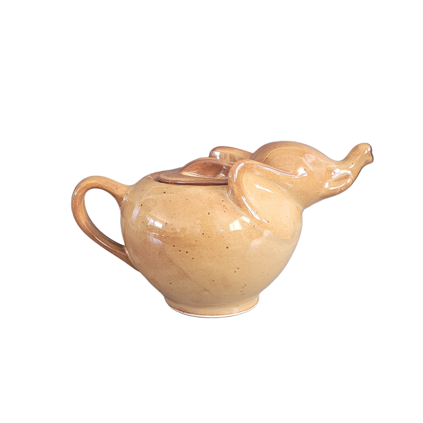 Théière Eléphant vintage en porcelaine marron - Ref 658