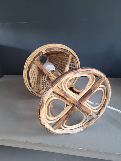 Lampe à poser vintage en bambou et rotin - Ref 780