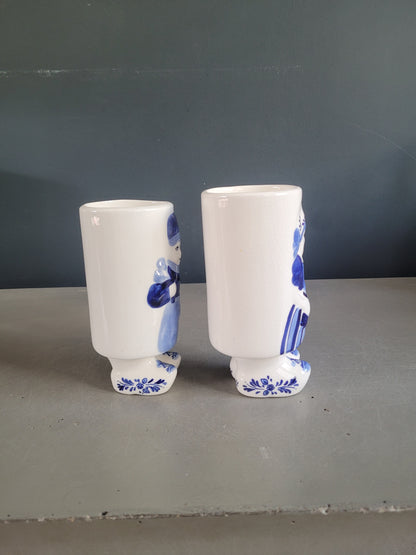 Paire de chopes Delft Blaw peintes à la main - Ref 673