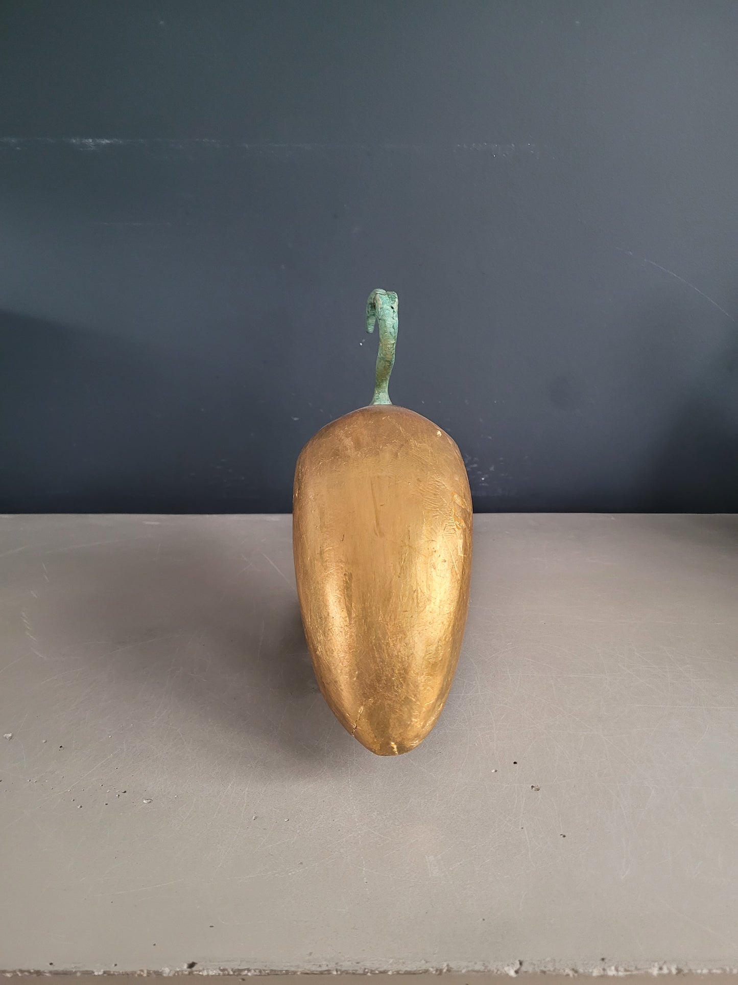 Oiseau décoratif en bois doré et métal vert de gris - Ref 766