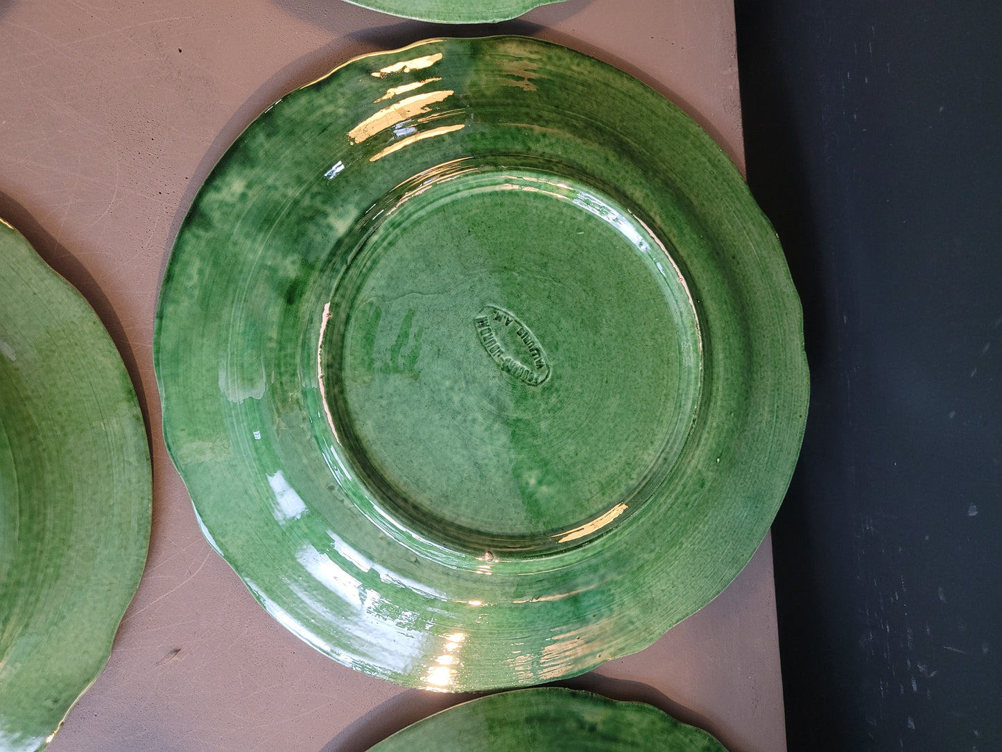 Serie d'assiettes Vallauris vertes - Ref 478