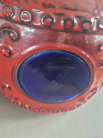 Grand pied de lampe West Germany double éclairage en céramique - Ref 833