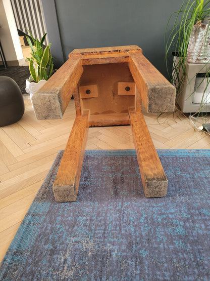 Authentique billot de boucher sur pieds - Bois de bout - Ref 755