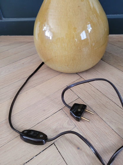 Pied de lampe en céramique émaillée jaune moutarde - Ref 266