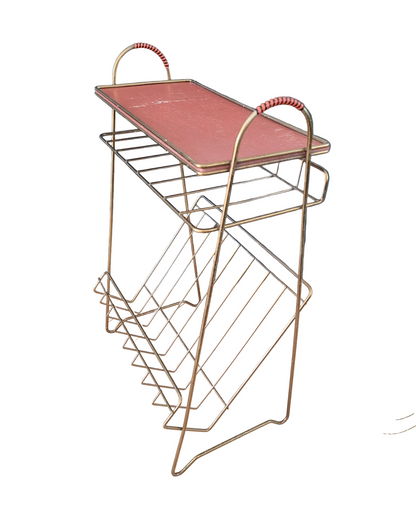 Bout de canapé- porte-revues en fil laiton vintage - Ref 742